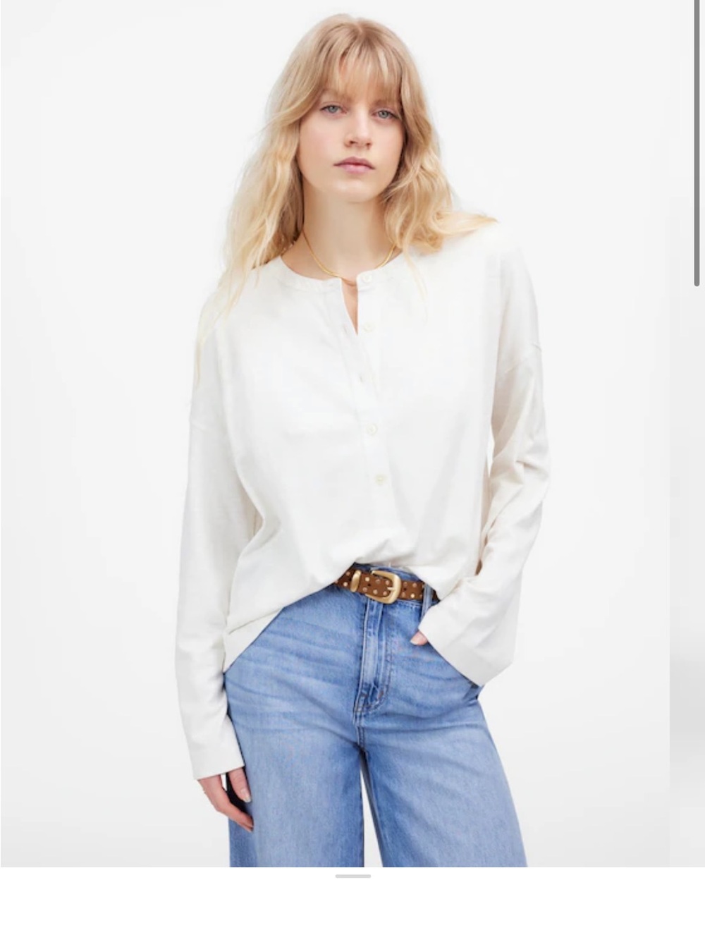 Madewell Cream Long-Sleeve Henley Top